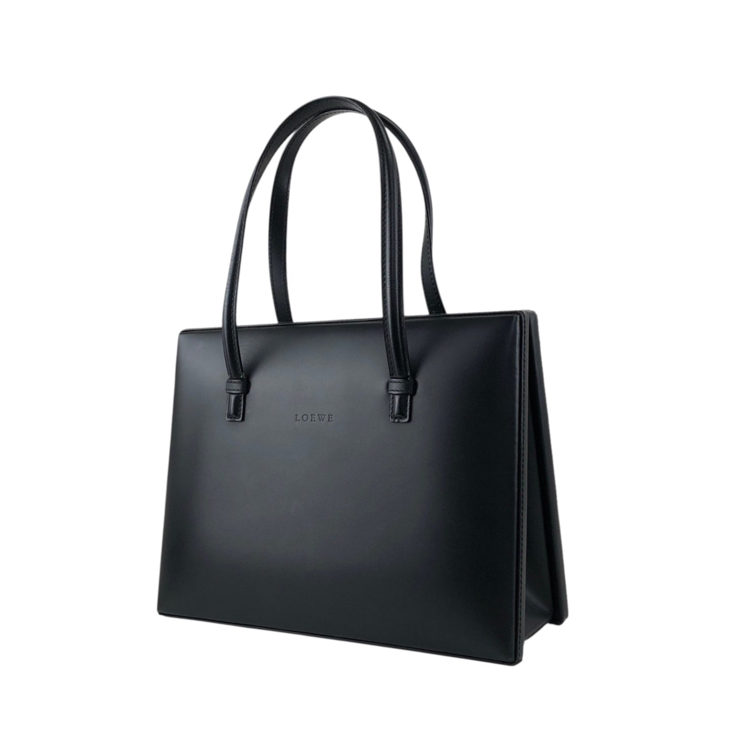 LOEWE Logo Embossed Handbag Black Vintage ru2436