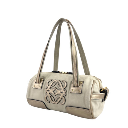 LOEWE Anagram Small Boston bag Handbag Beige Vintage educhp