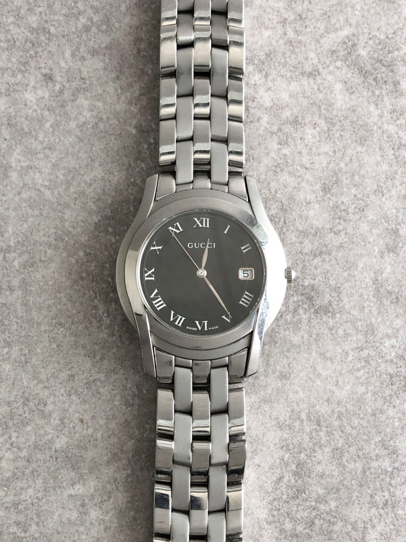 GUCCI Logo Quartz Watch Silver 5500M Vintage dxu7gw