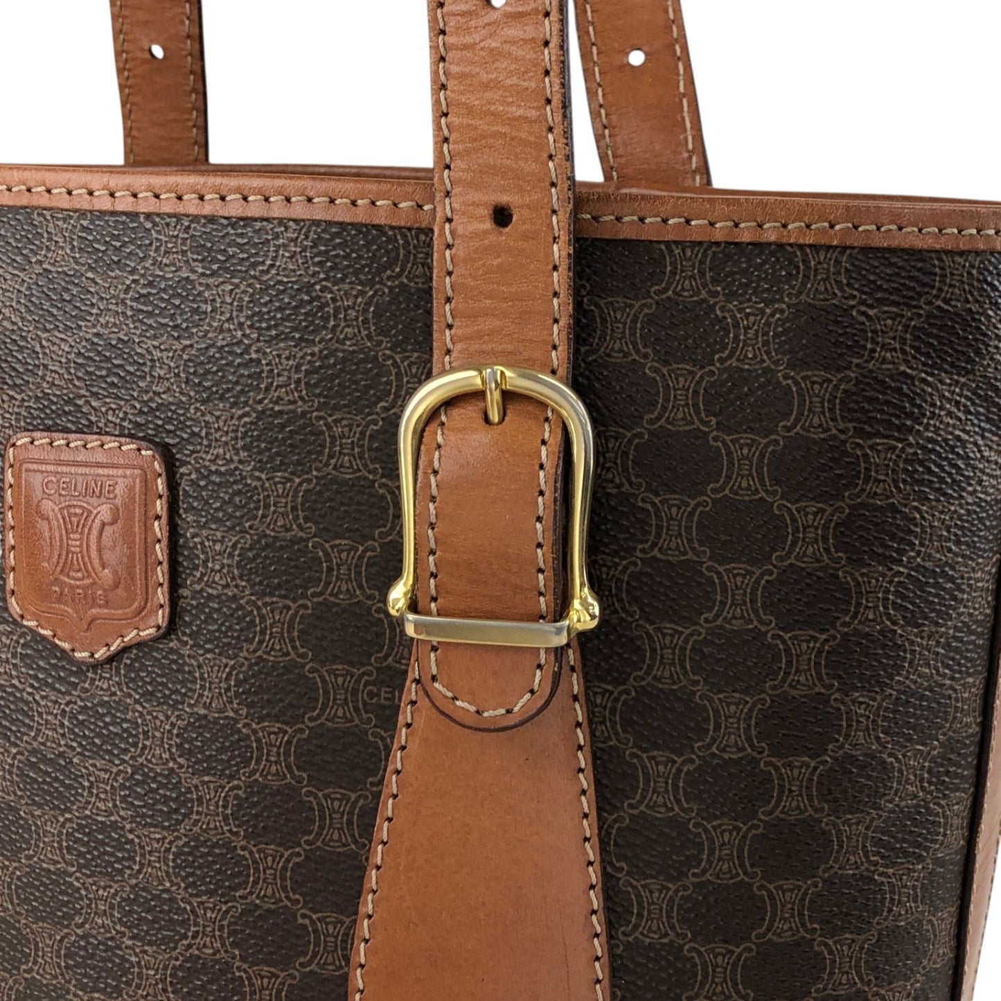 CELINE Macadam Blason Handbag Totebag Brown Vintage kyi4km