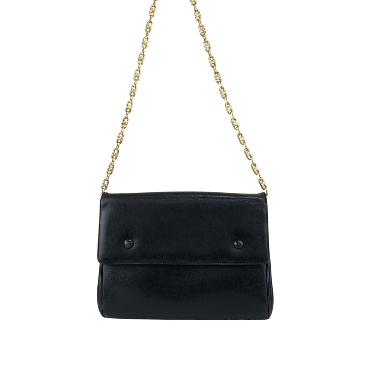 CELINE Blason Horse Bit Chain Shoulder bag Black Vintage zstzja
