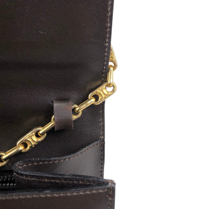 CELINE Blason Chain Shoulder bag Brown Vintage 5dcbrt