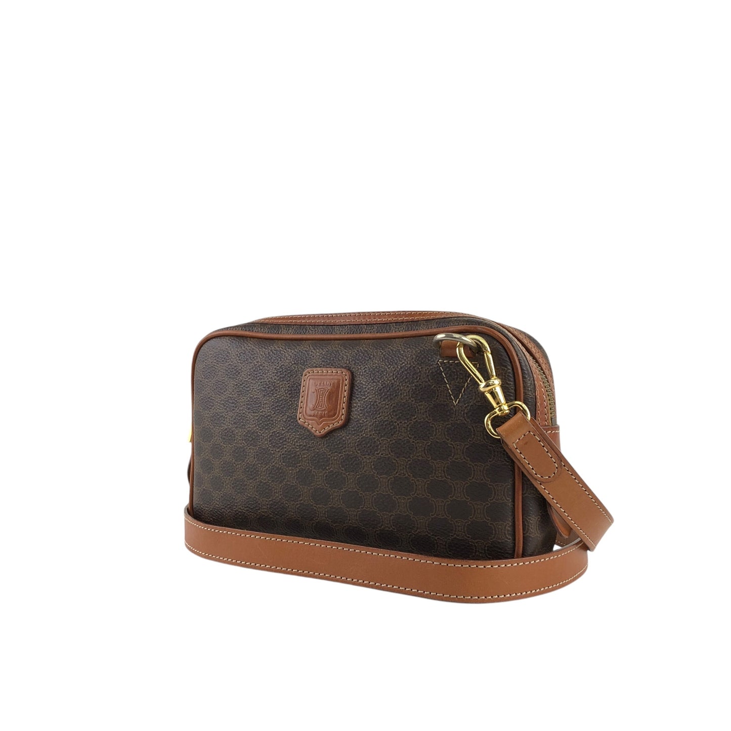 CELINE Macadam Blason Shoulder bag Brown Vintage m7s7jn
