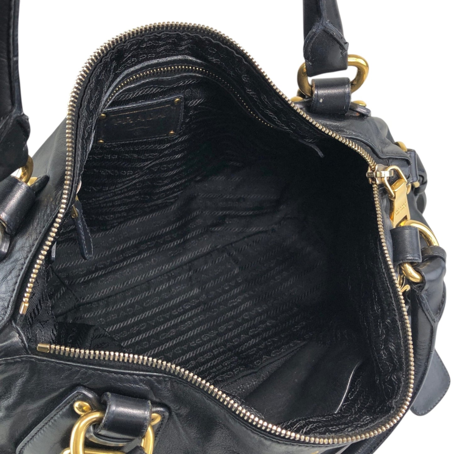 PRADA Logo Two-way Handbag Shoulder bag Black Vintage jrndes