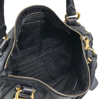 PRADA Logo Two-way Handbag Shoulder bag Black Vintage jrndes