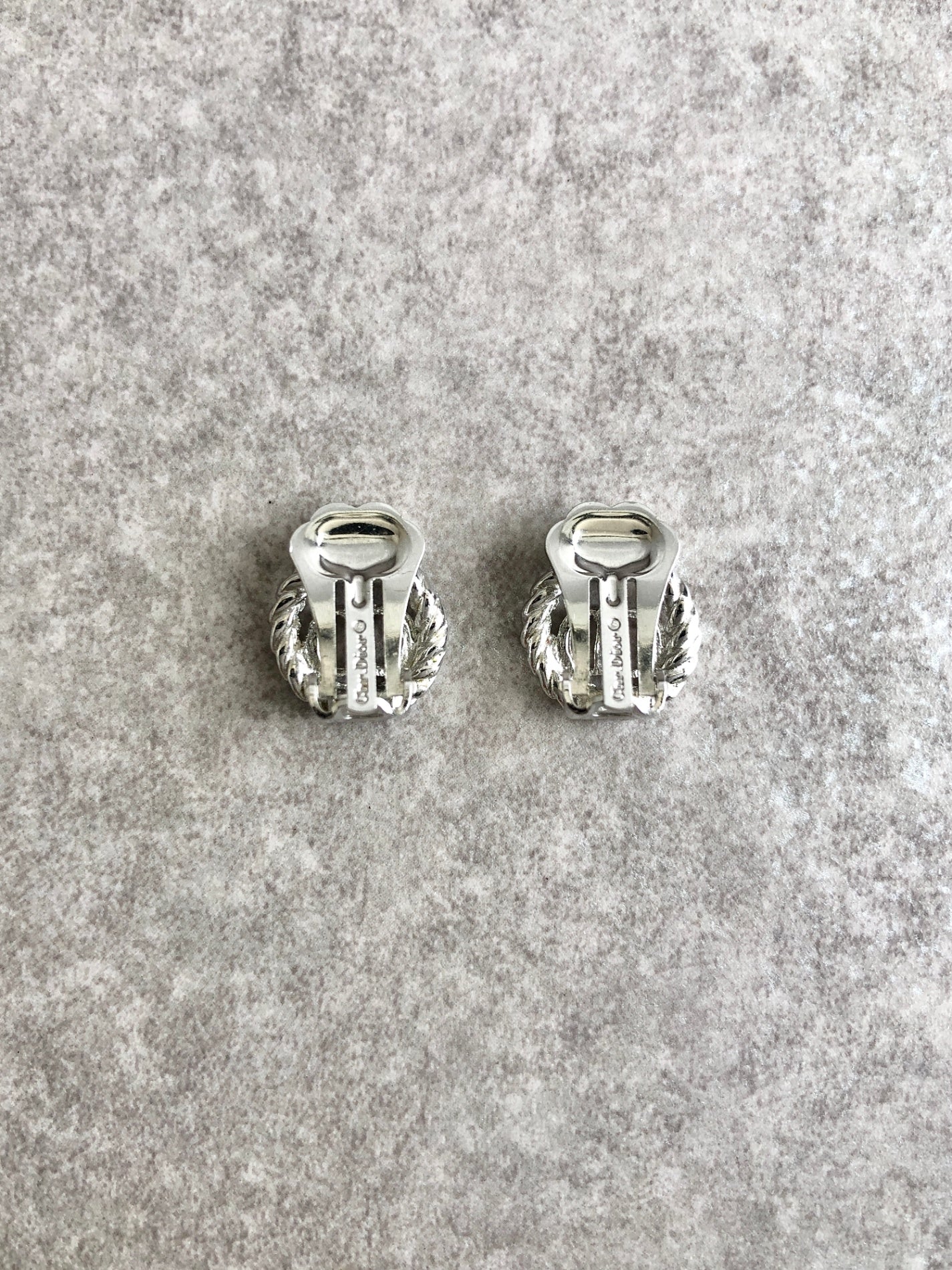 Christian Dior CD Logo Earrings Silver Vintage rfti6g