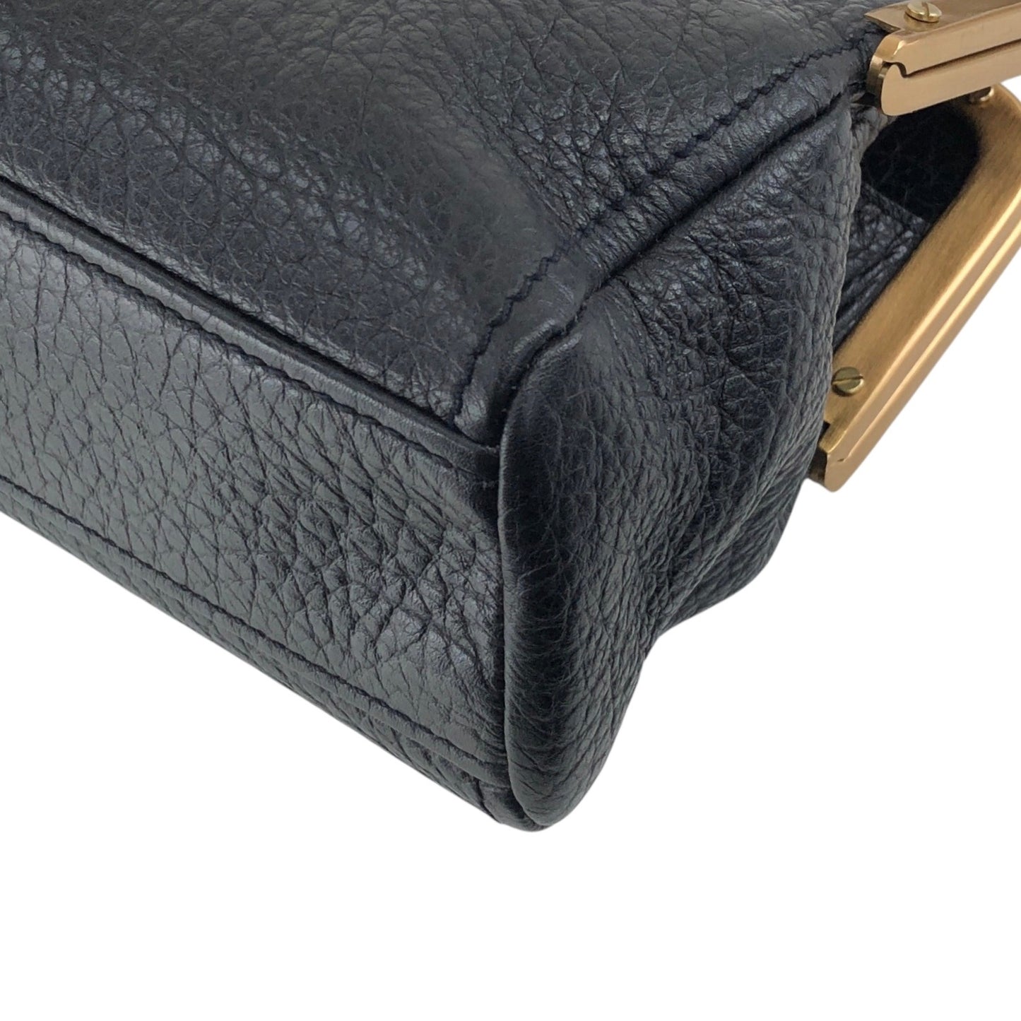 PRADA Triangle Logo Metal Closure Handbag Black Vintage epwvbd