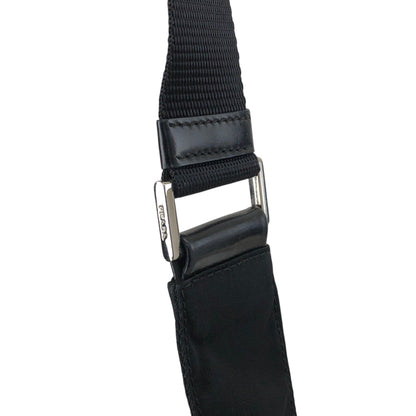 PRADA Tessuto Triangle Logo Front Buckle Shoulder bag Black Vintage 3ce7c7