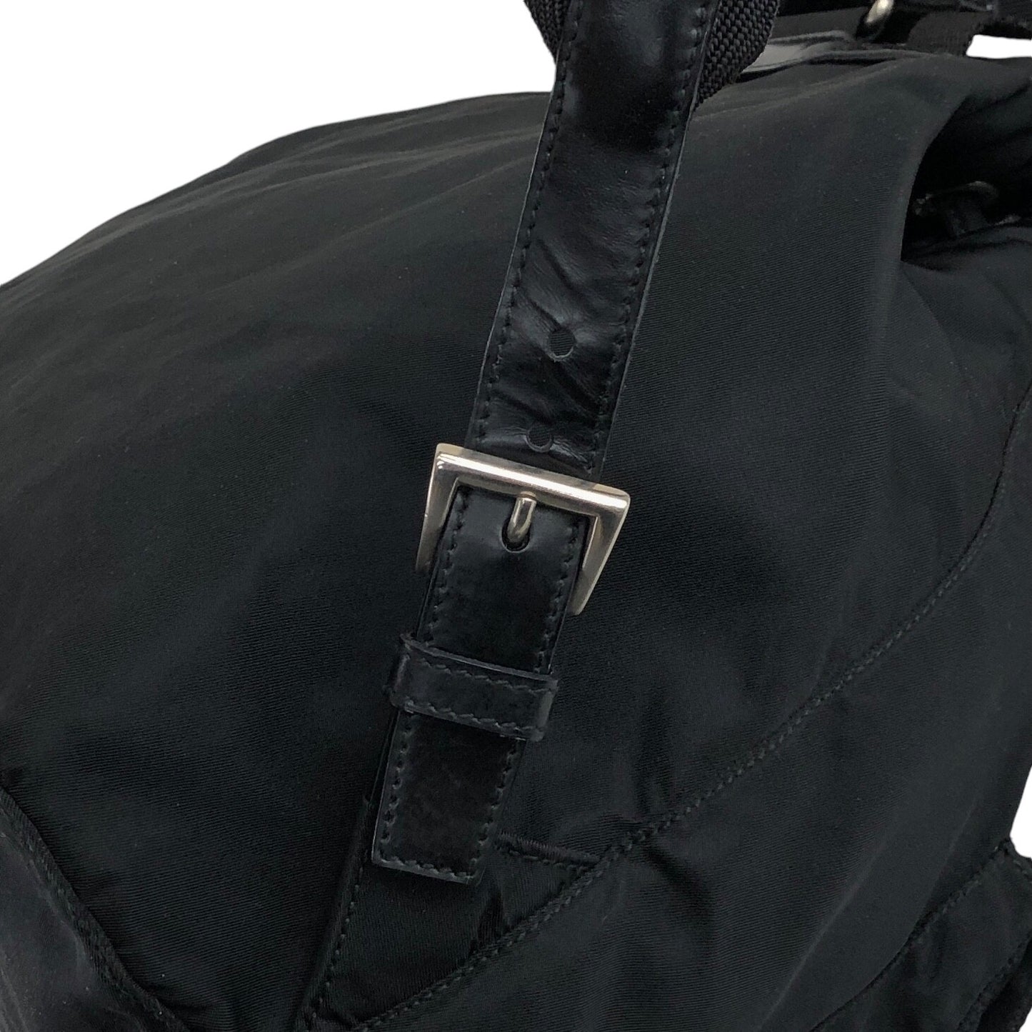 PRADA Triangle Logo Double Pocket Backpack Black Vintage 2rhri2