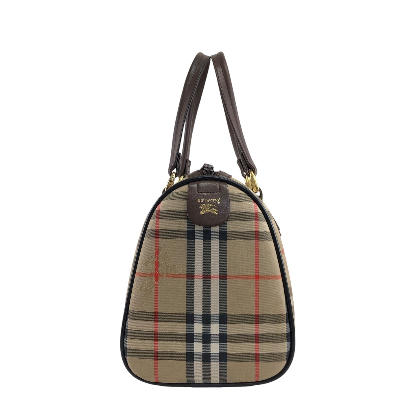 BURBERRY Classic Check Logo Handbag Boston bag Beige Vintage p2ptmi