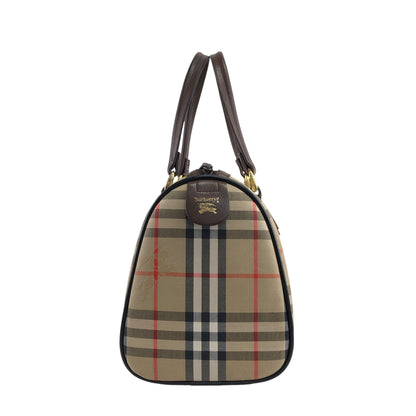 BURBERRY Classic Check Logo Handbag Boston bag Beige Vintage p2ptmi