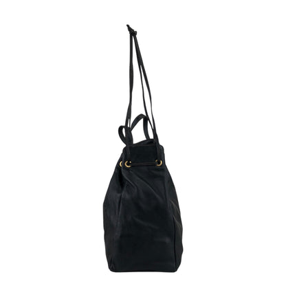 FENDI Logo Drawstring Shoulder bag Black Vintage 5bbkpm