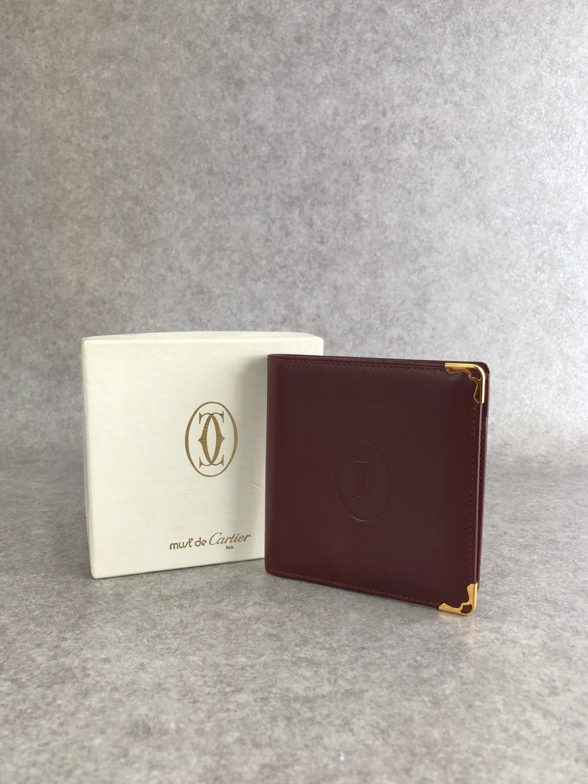 Cartier Logo Folded Wallet Bordeaux Vintage fs2inb