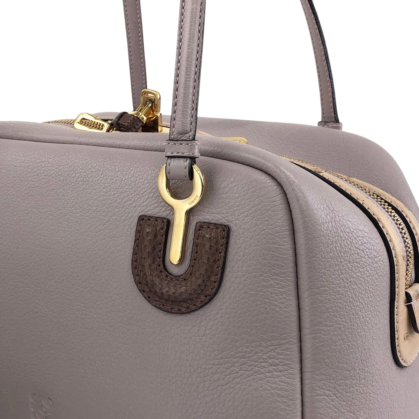 LOEWE Anagram Padlock Small Boston bag Handbag Purple Vintage za8z7w