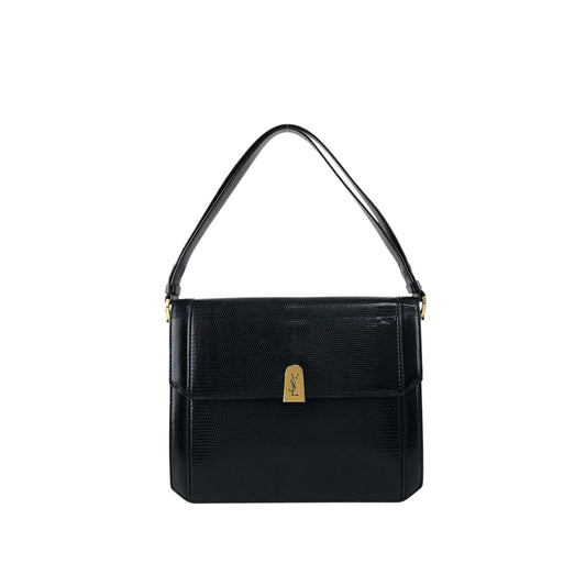 Yves Saint Laurent YSL Logo Shoulder bag Black Vintage mwbp36