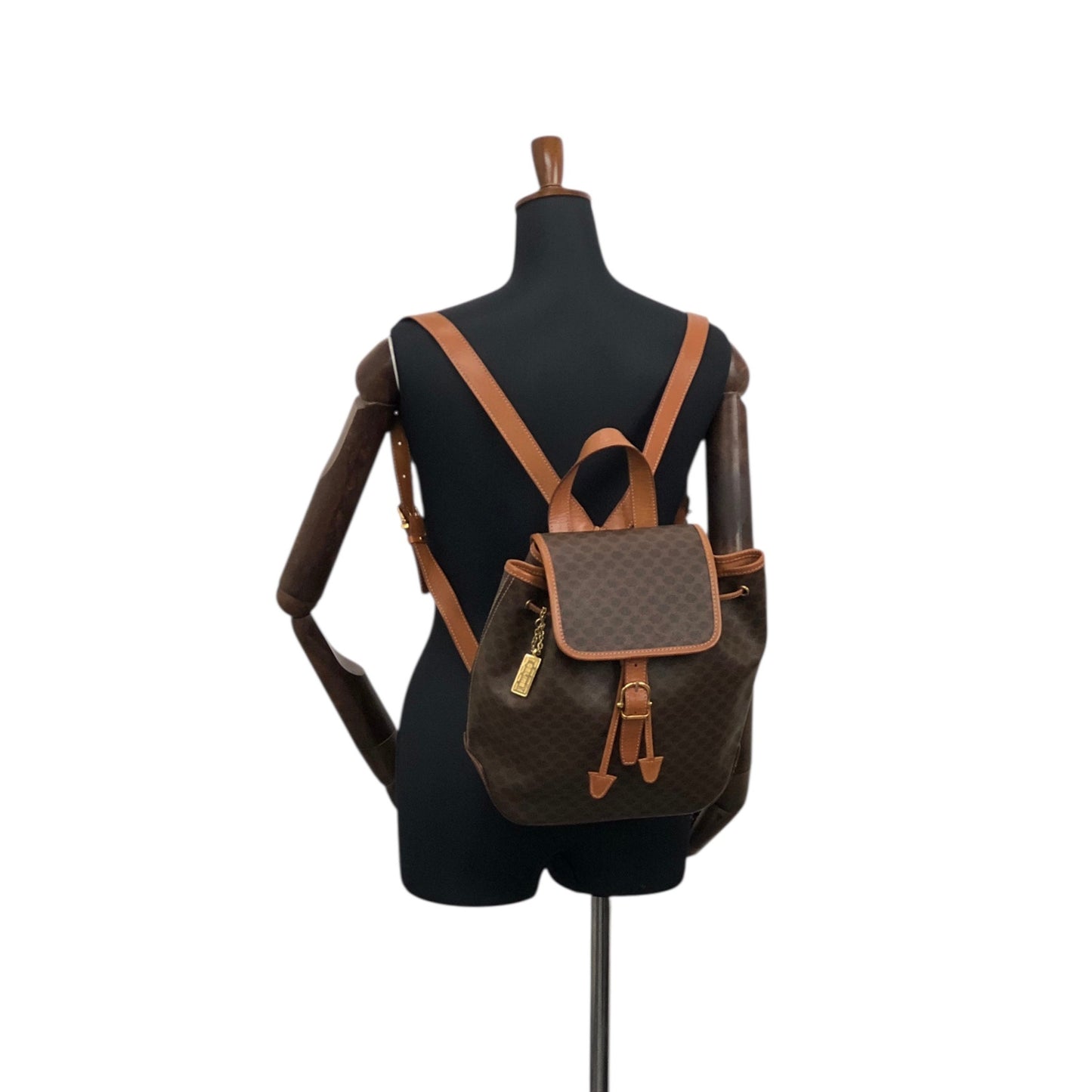 CELINE Macadam Front Buckle Backpack Brown Vintage 22b6rx