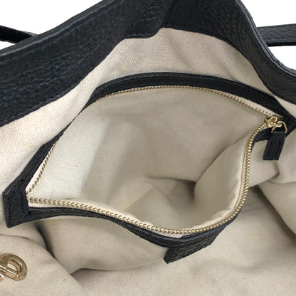 GUCCI Logo Embossed Tassel Shoulder bag Hobobag Black Vintage p2pw3n