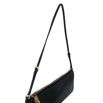 PRADA Logo Embossed Shoulder bag Black Vintage 4833mz