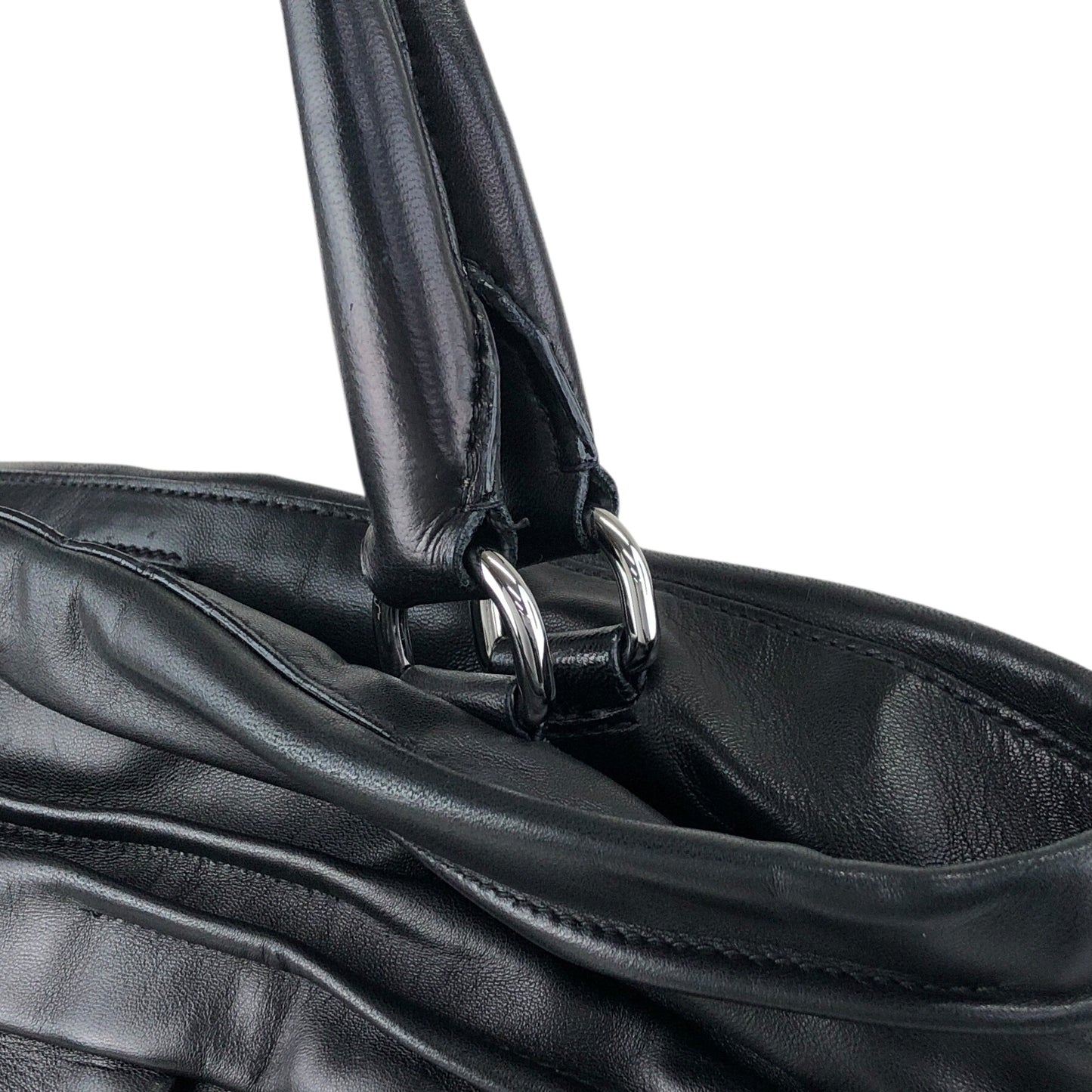 PRADA Logo Handbag Black Vintage bkzmzt