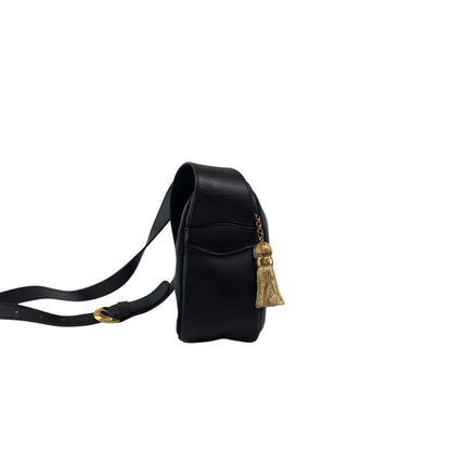 Christian Dior Logo Embossed Tassel Shoulder bag Black Vintage nvdfjx