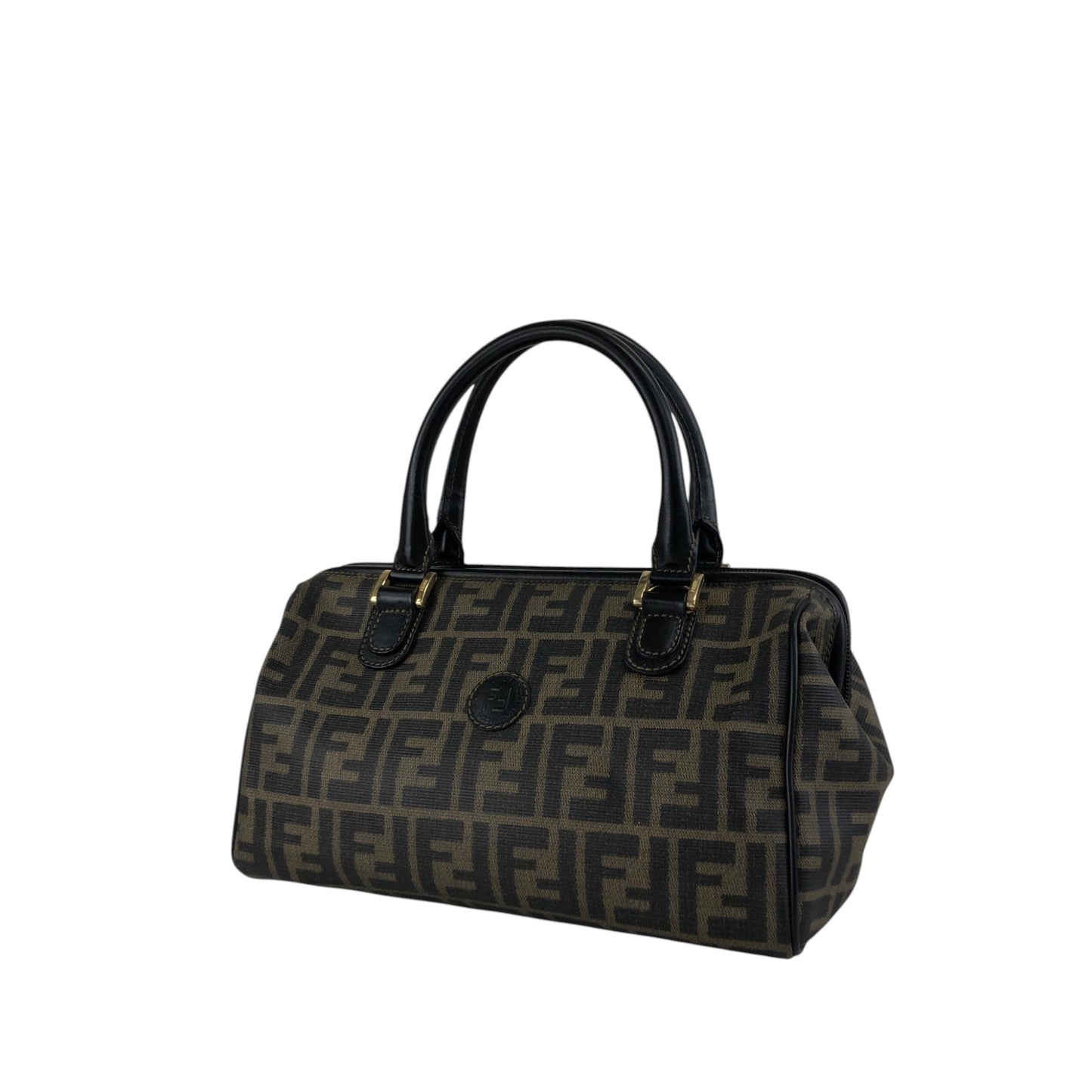 FENDI Zucca Logo Small Boston bag Handbag Black Vintage cf6xpb