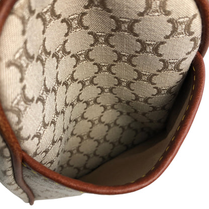 CELINE Macadam Canvas Leather Handbag Beige Vintage ybm6xd