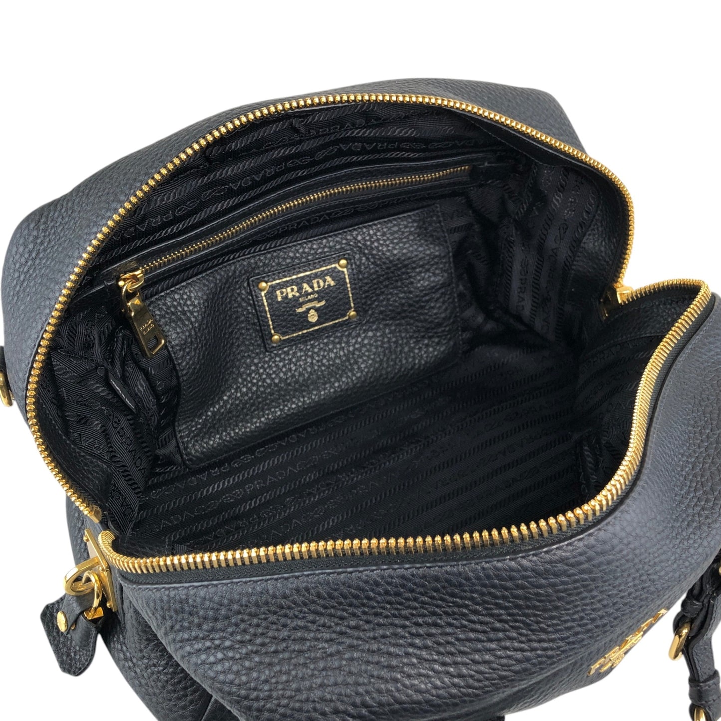 PRADA Logo Two-way Handbag Shoulder bag Black Vintage ws8uyb