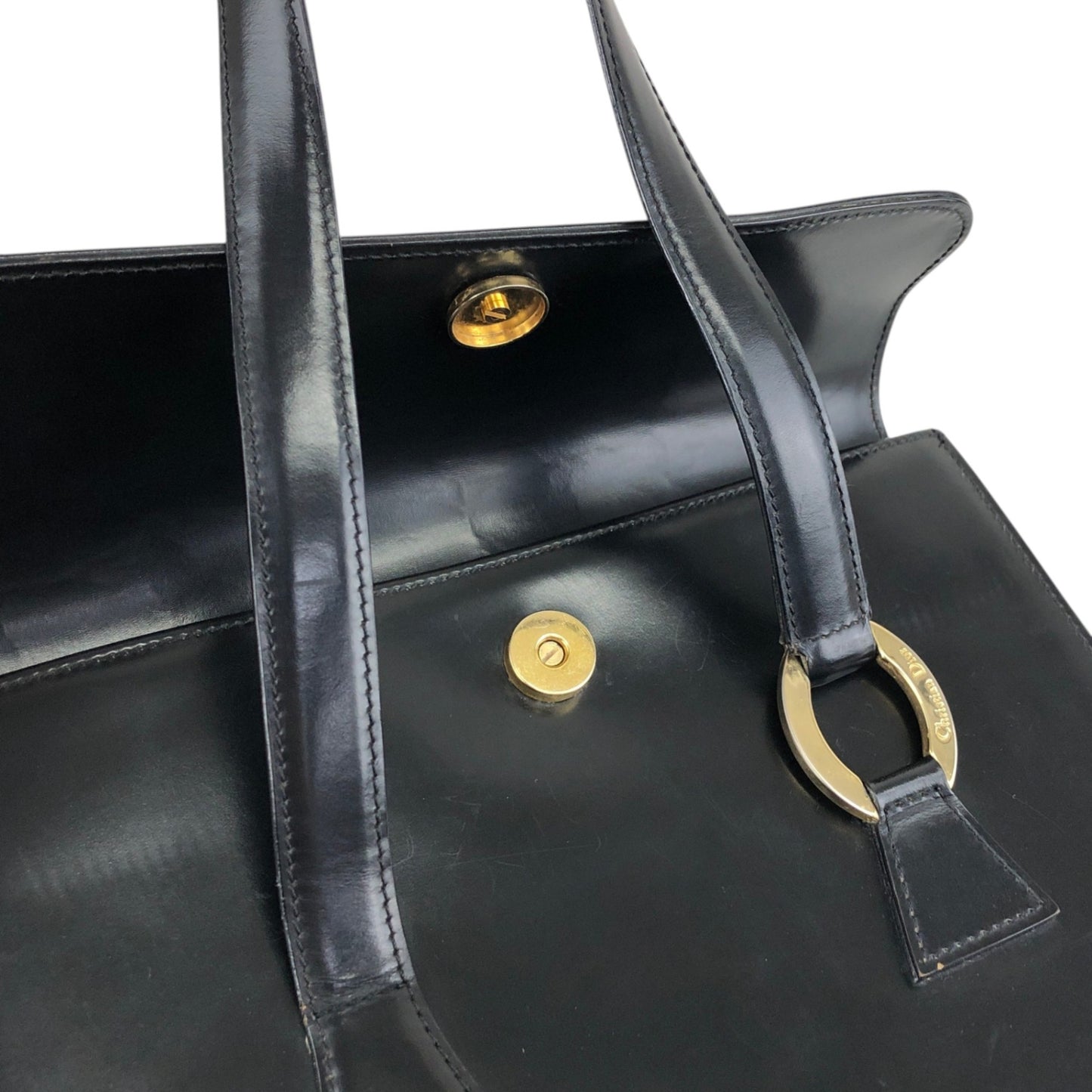 Christian Dior Logo Handbag Black Vintage aidfua