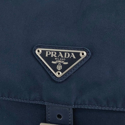 PRADA Tessuto Triangle Logo Front Buckle Shoulder bag Navy Vintage rj8wam