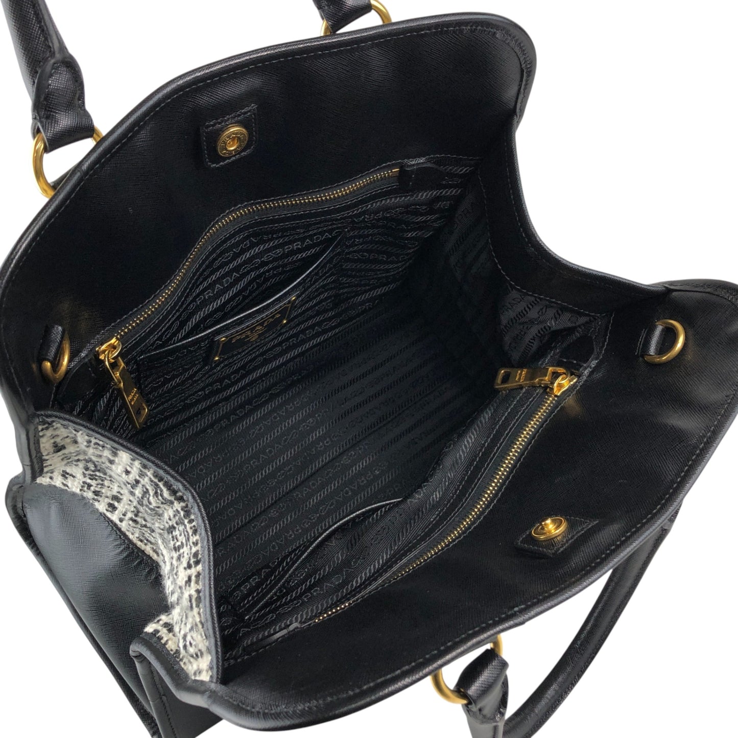 PRADA Triangle Logo Handbag White×Black Vintage xpzwfz