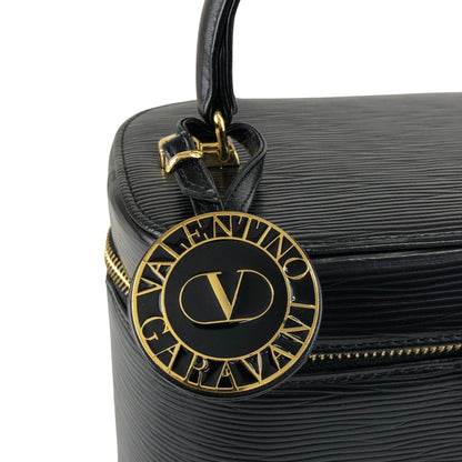 VALENTINO GARAVANI Logo Charm Two-way Handbag Shoulder bag Black Vintage b2wgf5