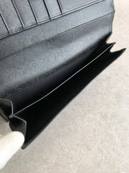 GUCCI Logo Long Wallet Black Vintage dyaswj