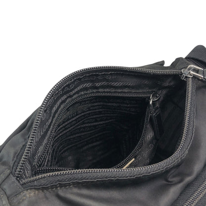 PRADA Tessuto Triangle Logo Front Buckle Side Pocket Shoulder bag Black Vintage 5whkzb