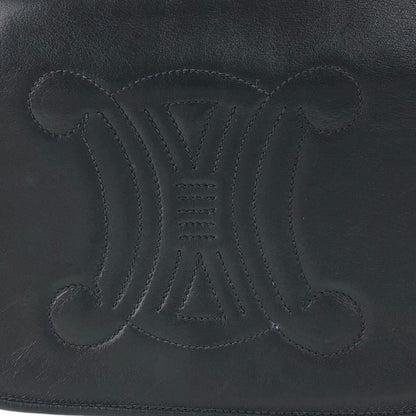 CELINE Triomphe Stitch Chain Shoulder bag Black Vintage 8u4mtc