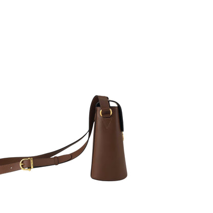 CELINE Logo Front Buckle Shoulder bag Brown Vintage ks36xe