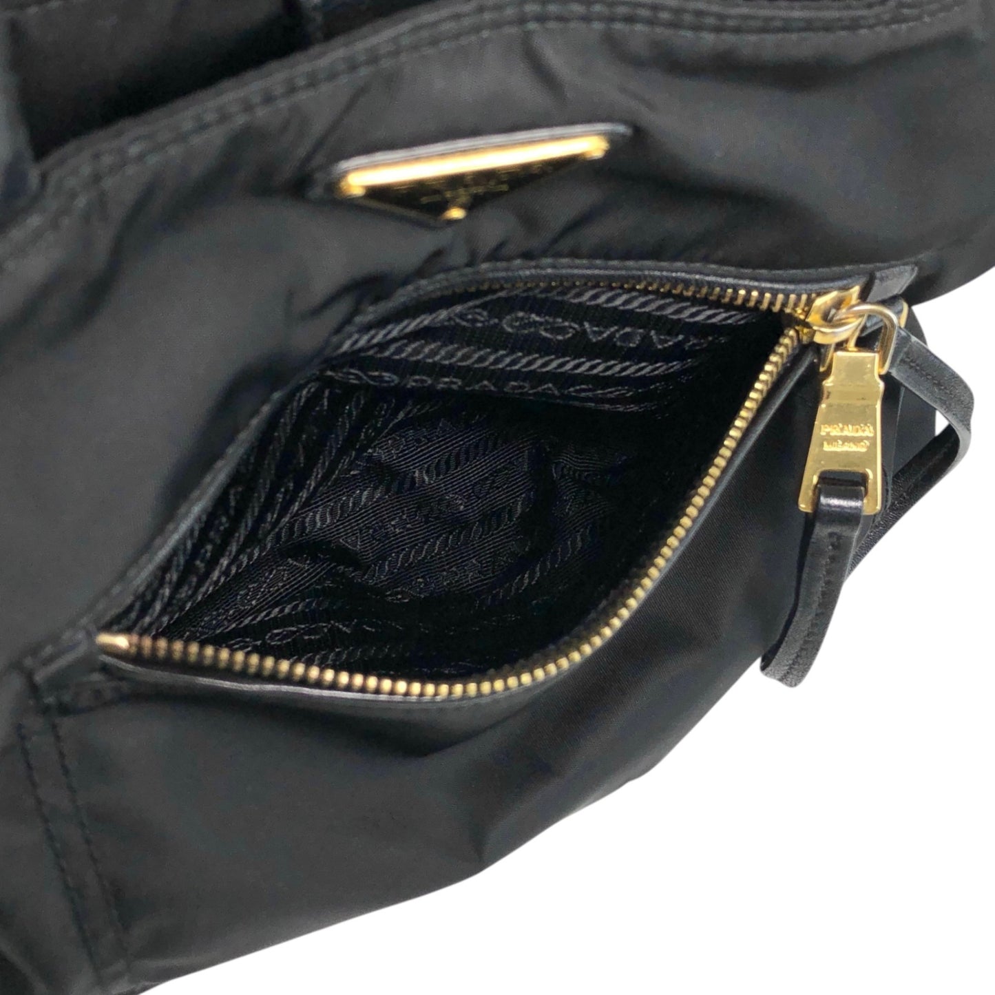 PRADA Tessuto Triangle Logo Two-way Handbag Shoulder bag Black Vintage 2krwdw
