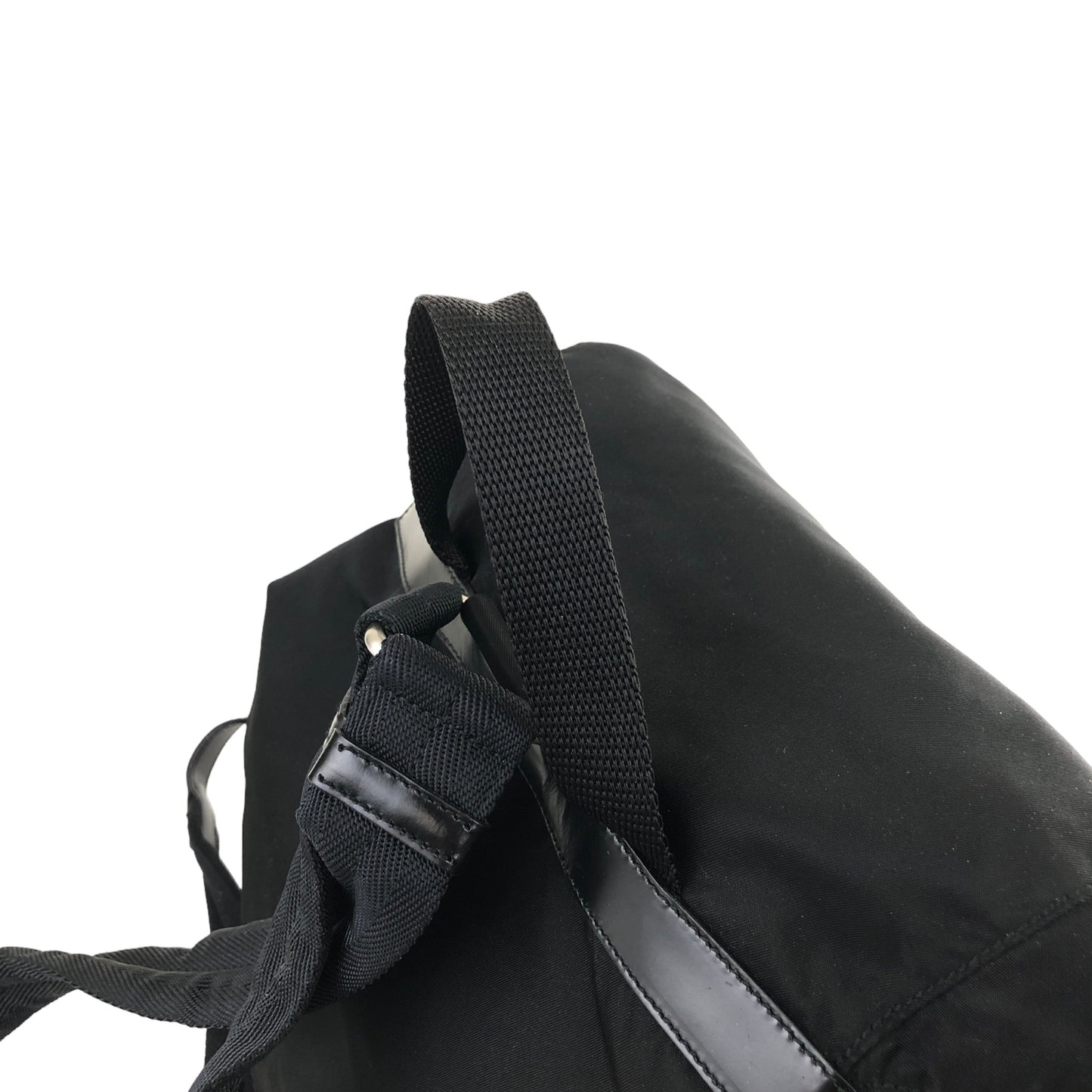 PRADA Triangle Logo Double Pocket Nylon Backpack Black Vintage izcwku