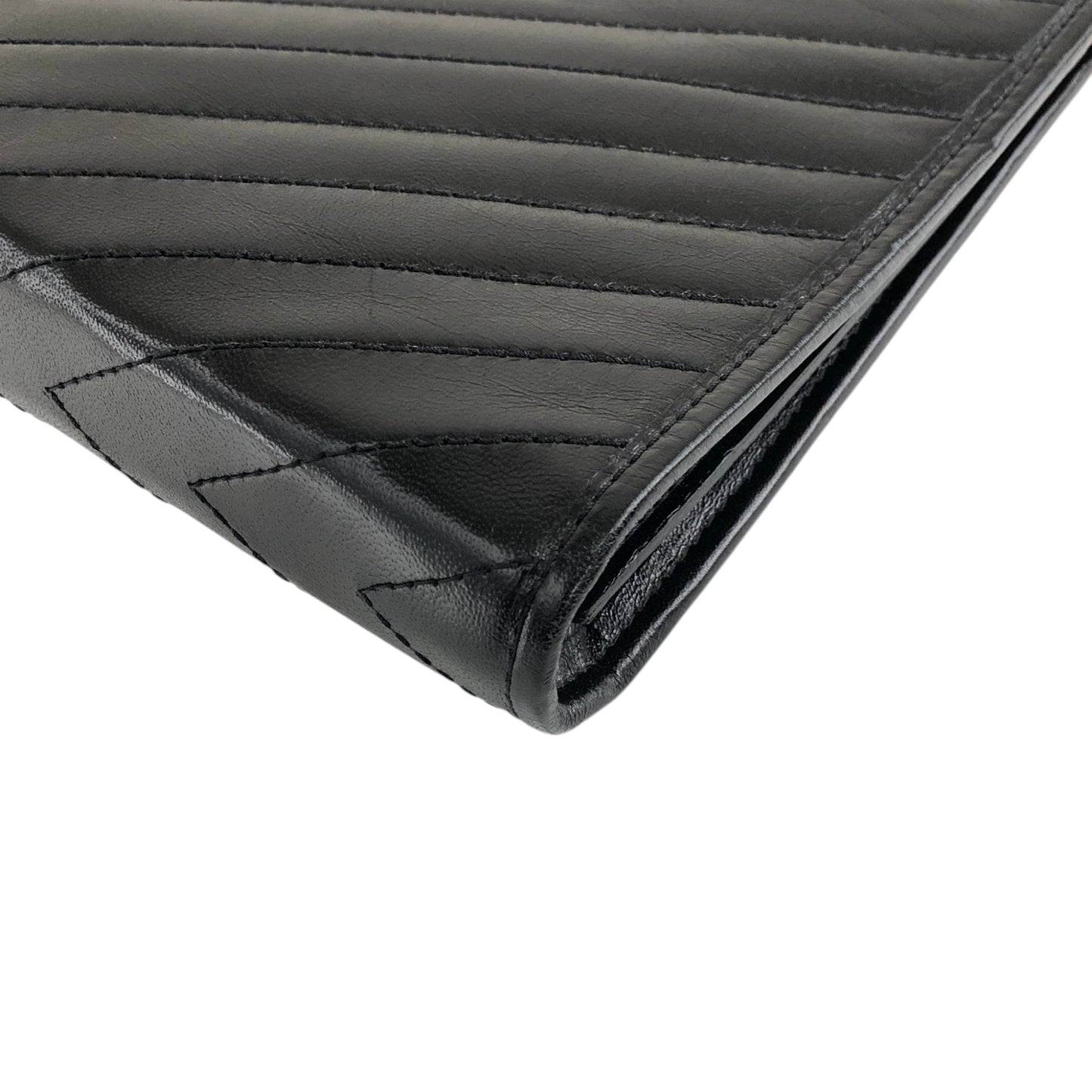 Yves Saint Laurent YSL Logo Bias Stitch Clutch bag Black Vintage nx3mxp