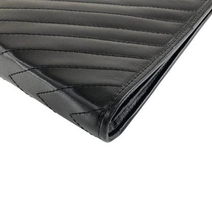 Yves Saint Laurent YSL Logo Bias Stitch Clutch bag Black Vintage nx3mxp
