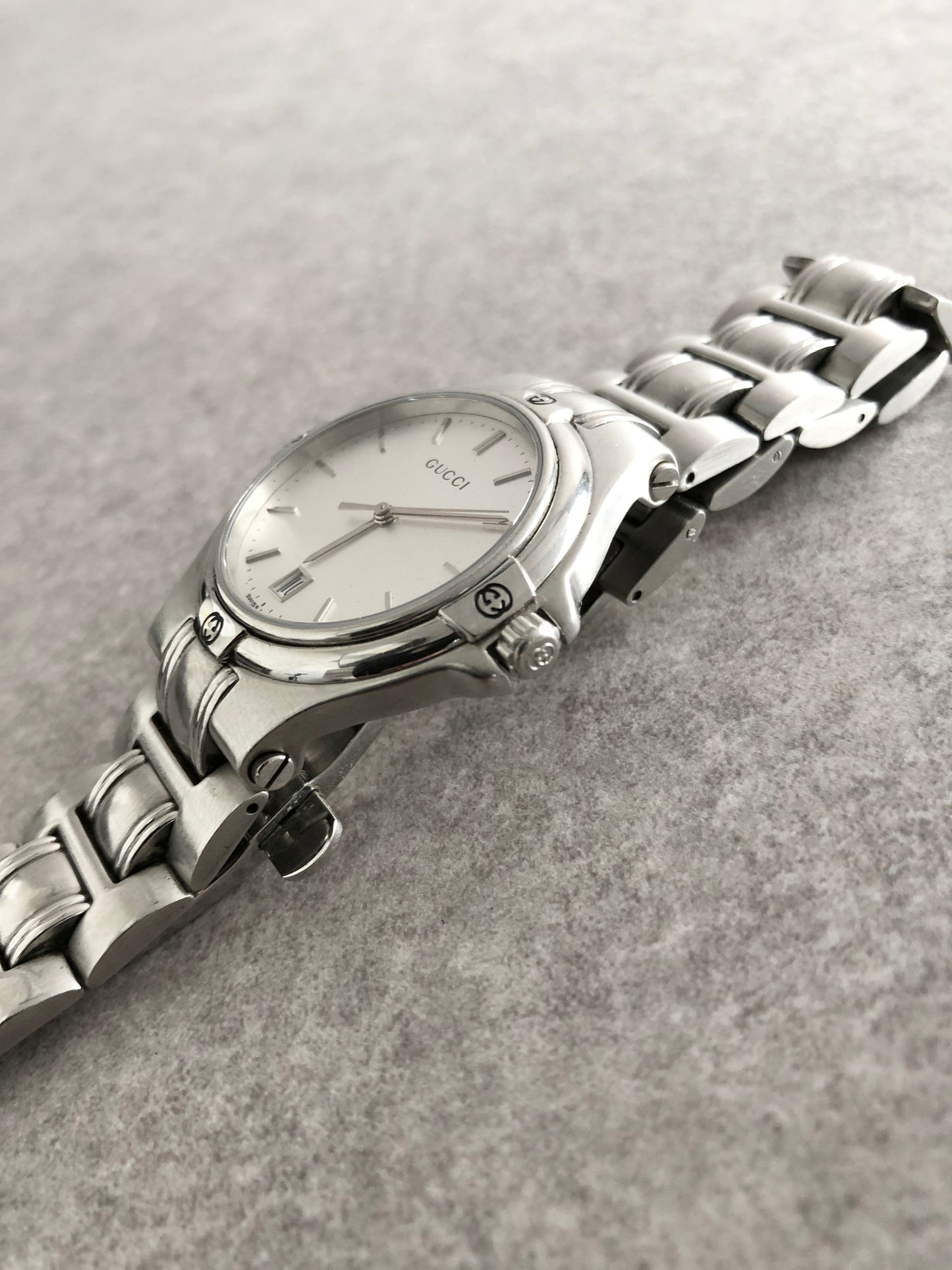 GUCCI Logo Quartz Watch Silver 9040M Vintage n6ymez