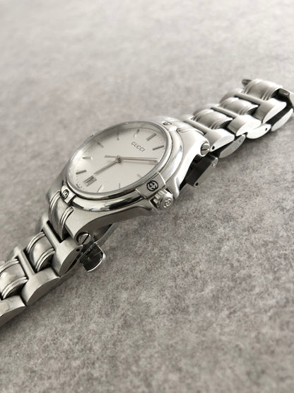 GUCCI Logo Quartz Watch Silver 9040M Vintage n6ymez