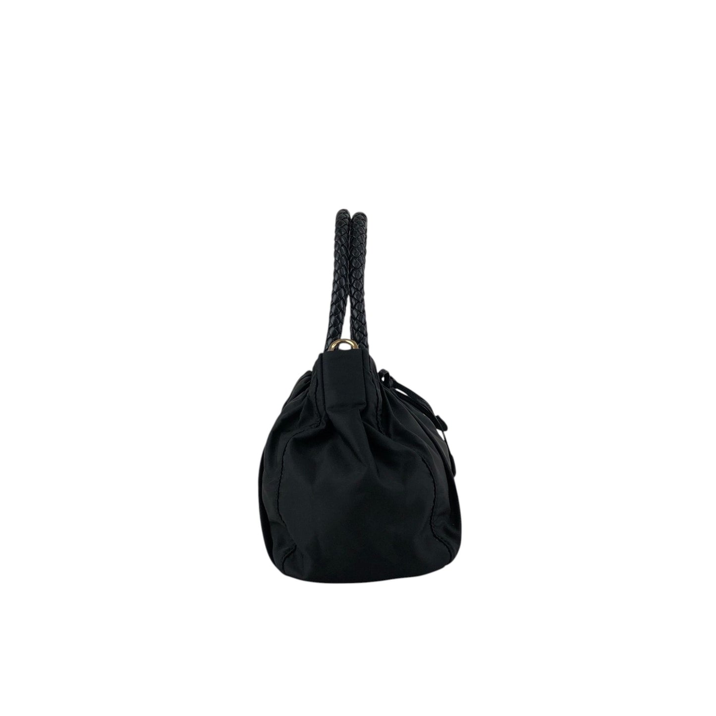 PRADA Logo Ribbon Motif Two-way Handbag Shoulder bag Black Vintage sc4cff