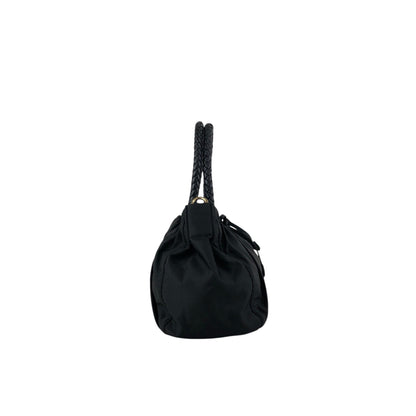 PRADA Logo Ribbon Motif Two-way Handbag Shoulder bag Black Vintage sc4cff