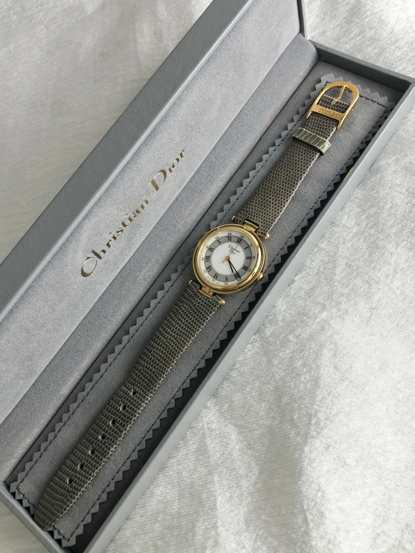 Christian Dior Quartz Watch Gold×Gray 3006 Vintage vwkm72