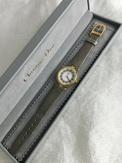 Christian Dior Quartz Watch Gold×Gray 3006 Vintage vwkm72