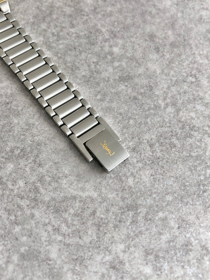Yves Saint Laurent YSL Logo Quartz Watch Silver 5421-Ｈ04732Y Vintage x746s6