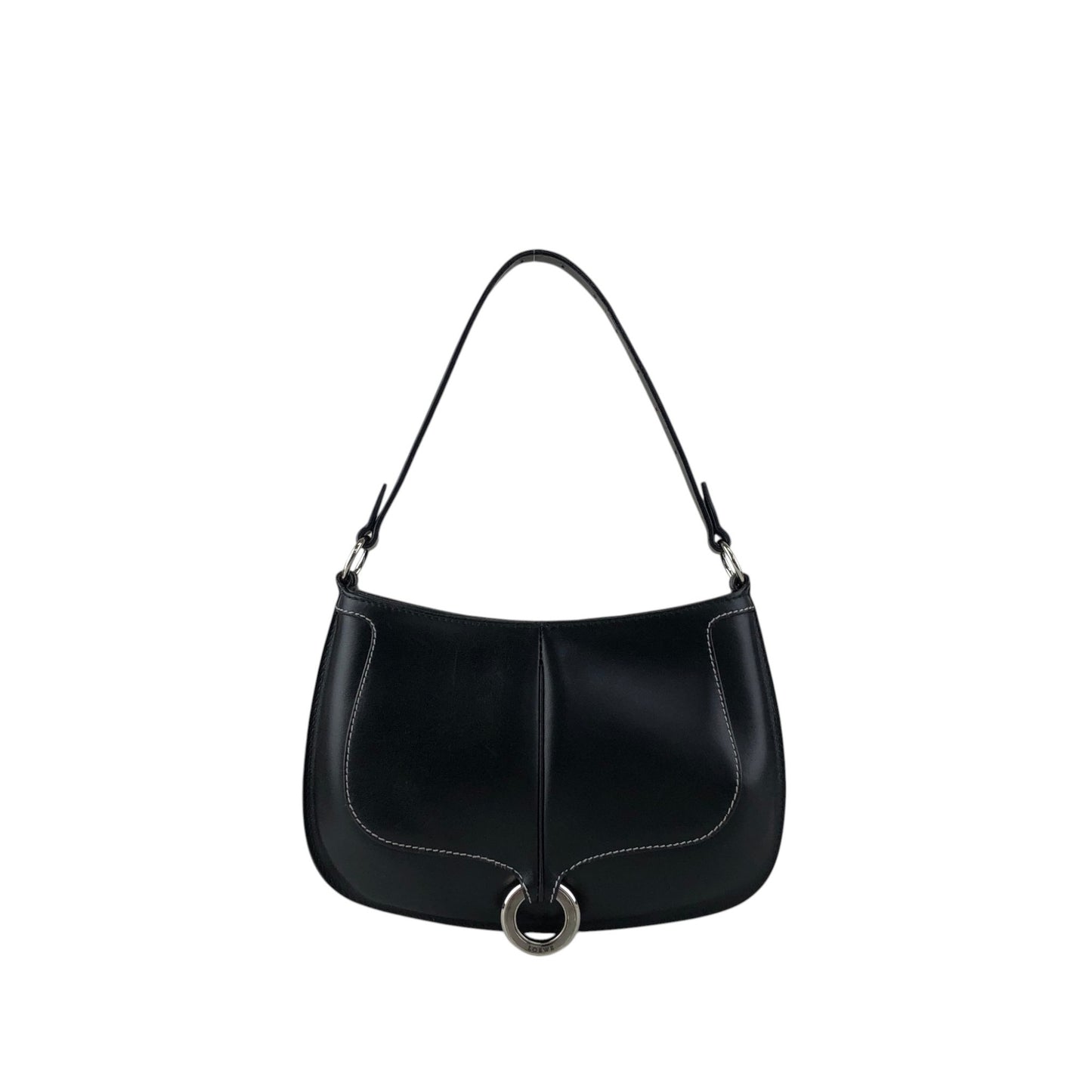 LOEWE Logo Circle Motif Handbag Black Vintage wcdj4h