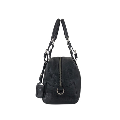 PRADA Logo Embossed Small Boston bag Handbag Black Vintage maefbu