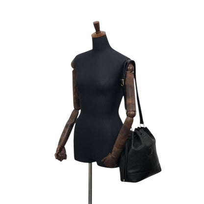 CELINE Blason Drawstring Shoulder bag Black Vintage rzrkng