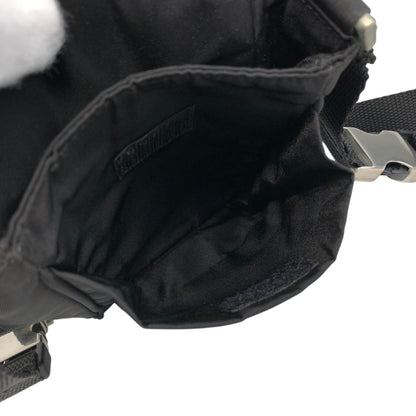 PRADA Tessuto Triangle Logo Front Buckle Small Shoulder bag Black Vintage efbuwg